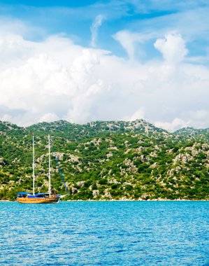 Wonderful yachts in the bay. Turkey. Kekova. clipart