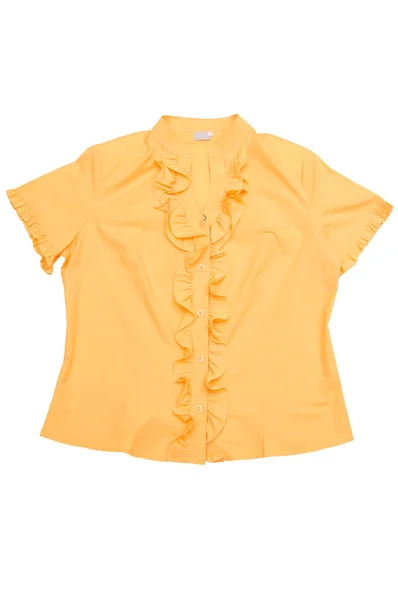 Moderne gelbe Bluse auf einer weißen. — Stockfoto