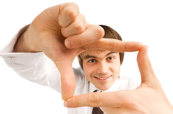 Empresario enmarcando con sus dedos — Foto de Stock