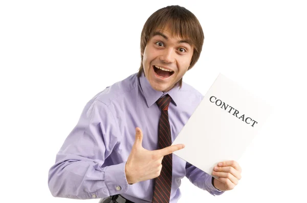 A man in a business with good signed contract — Stock Photo, Image