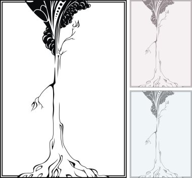 Monochrome trees set clipart