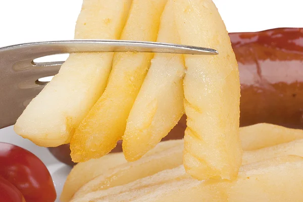 Bir fiş üzerinde kızarmış patates — Stok fotoğraf