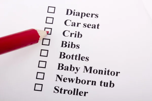 新生児のチェックリスト — ストック写真