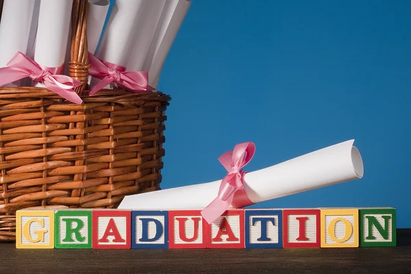 Wooden blocks "Graduation' — Stockfoto