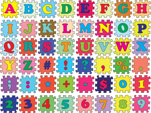 ABC vector puzzle color — Stock Vector