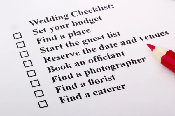 Checkliste zur Hochzeit — Stockfoto