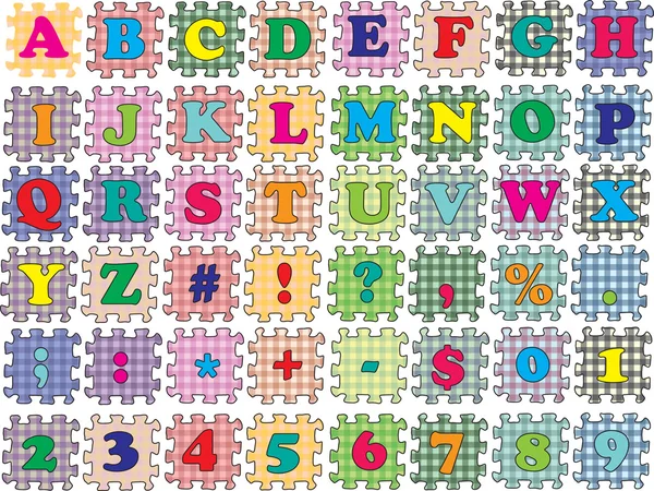 ABC vector puzzle color — Stock Vector