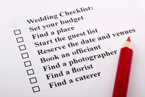 Checkliste zur Hochzeit — Stockfoto