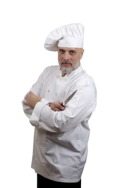 Retrato de un chef con un cuchillo — Foto de Stock