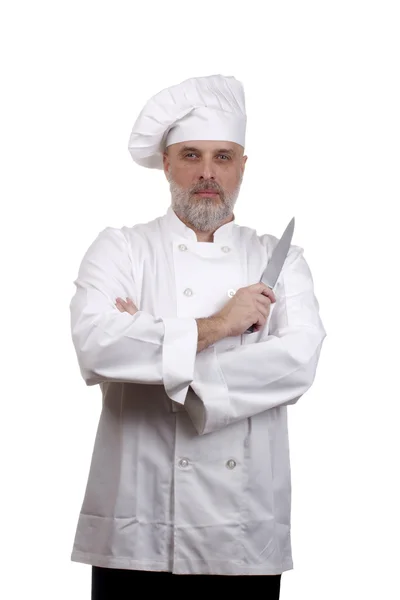 Portréja egy szakács késsel — Stock Fotó