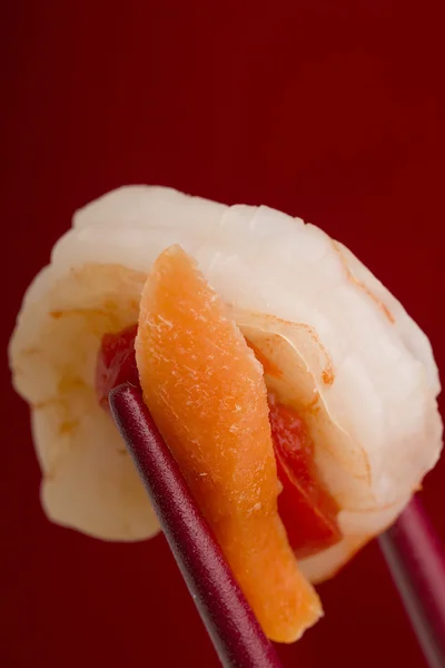 Shrimp in Chopsticks — Stock Photo, Image