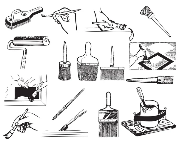 Cepillo y trabajo con cepillos — Archivo Imágenes Vectoriales