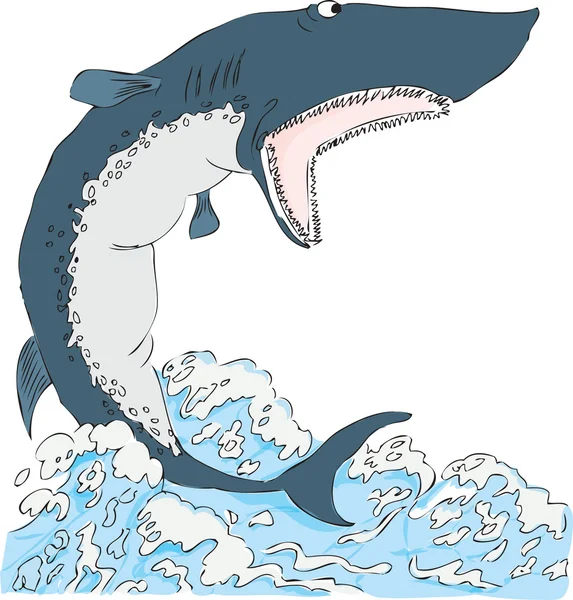 Requin avec vecteur à bouche ouverte — Image vectorielle