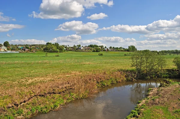 Land landskap med en flod — Stockfoto