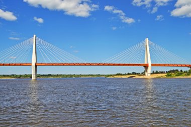 Big guyed bridge in Murom, Russia clipart