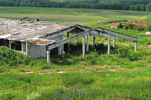 Antigo edifício agrícola destruído abandonado — Fotografia de Stock