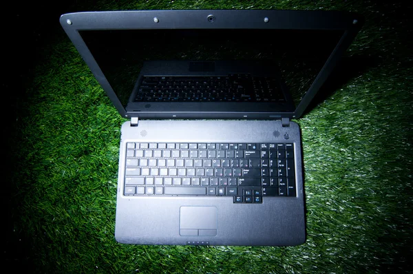 Laptop στο χόρτο — Φωτογραφία Αρχείου