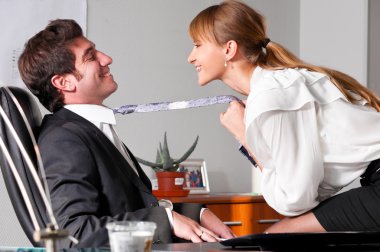 Flirting at office clipart