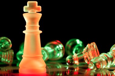 Red and green glass chess pieces clipart