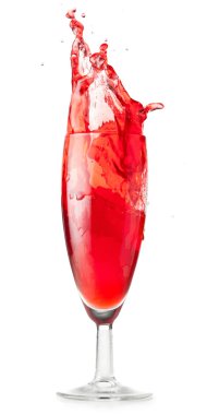 Red liquid is spalsing in glass clipart