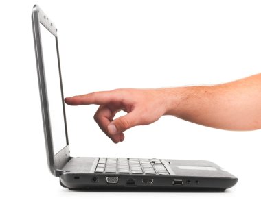 Pointing on laptop clipart