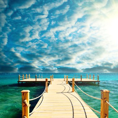 Tropical wooden pier clipart