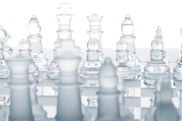 Glas schaakstukken — Stockfoto