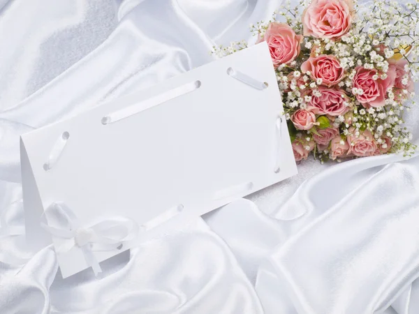 Beautiful bouquet and card for your text — Stock Photo, Image