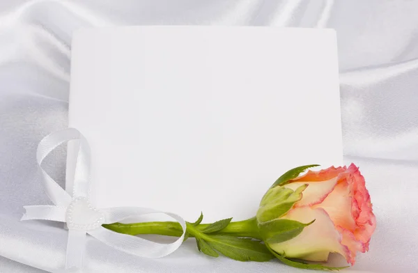Beautiful rose and card for your text — Stock Photo, Image