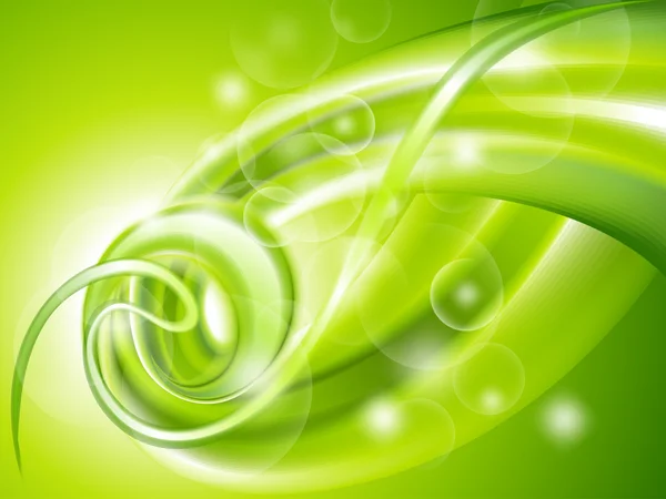 抽象的な緑の渦巻きの背景 — ストックベクタ