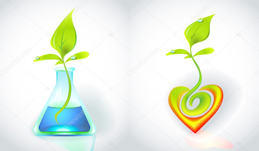 Eco-icon with green sprout