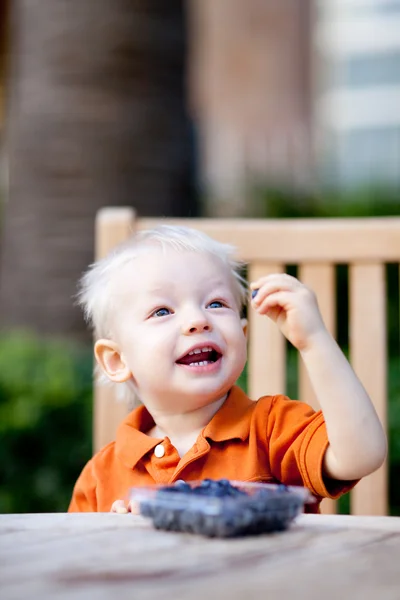 Niño comiendo bayas —  Fotos de Stock