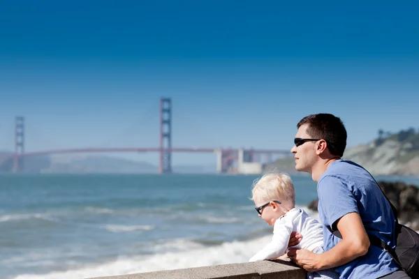 stock image Father and son at the lookout