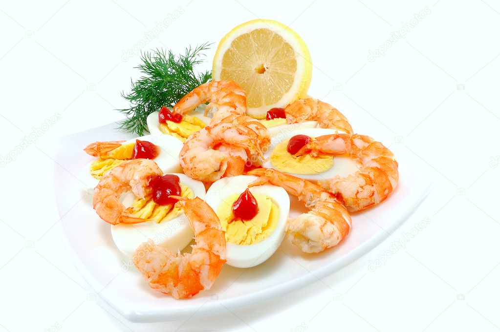 Dish with shrimp