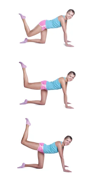 Mujer joven haciendo ejercicios para las nalgas —  Fotos de Stock