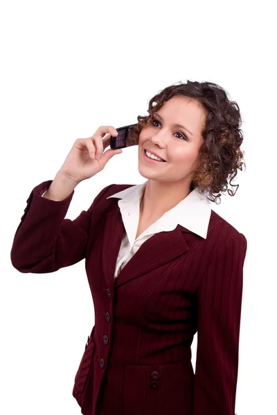 Obchodní žena mluví na mobilním telefonu — Stock fotografie