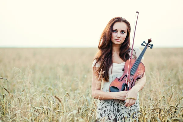 stock image Young girl with violin