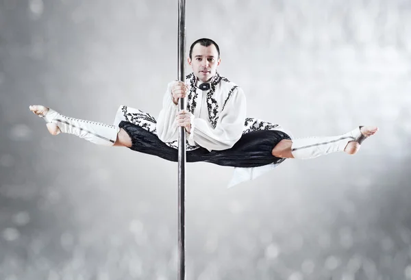 Pole dance man — Stock Photo, Image