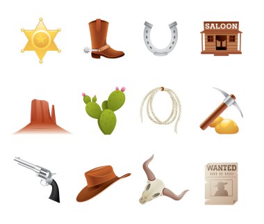Wild west icons clipart