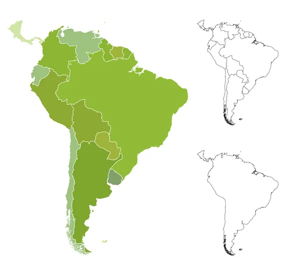 Karta över Sydamerika — Stock vektor