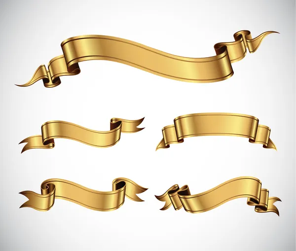 Gold ribbons — Stock Vector