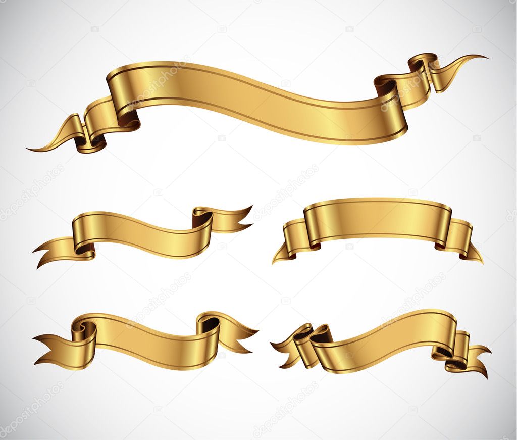 Gold ribbons vector EPS