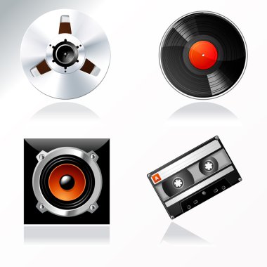 Sound Mastering objects vector Icon set clipart