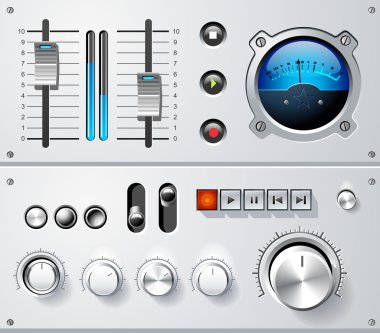 Analog controls interface elements set, vector clipart