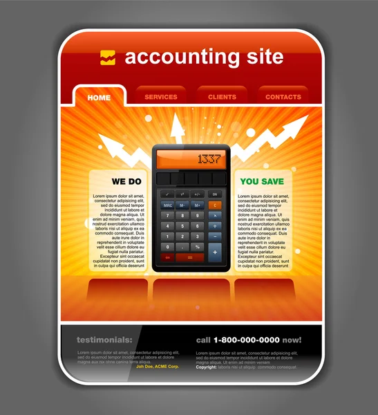 Finance Accounting Internet Web Site Page Template vector — Stock Vector