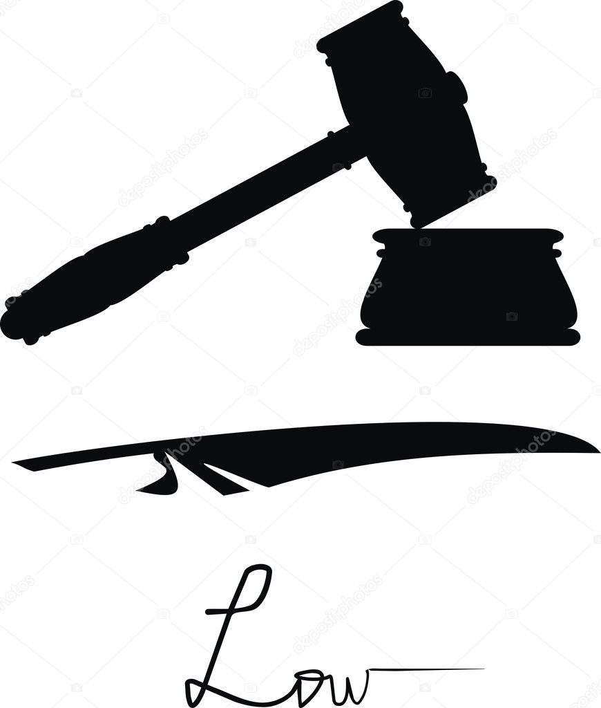 Symbols of justice and low - gavel and feather
