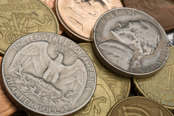 Παλιά american κέρματα ευρώ Εικόνα Αρχείου