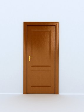 Wooden door over white background clipart