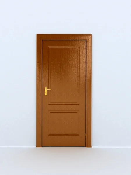 Porta de madeira sobre fundo branco — Fotografia de Stock
