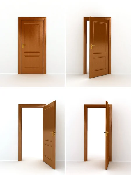白い背景の上に木製のドア — ストック写真